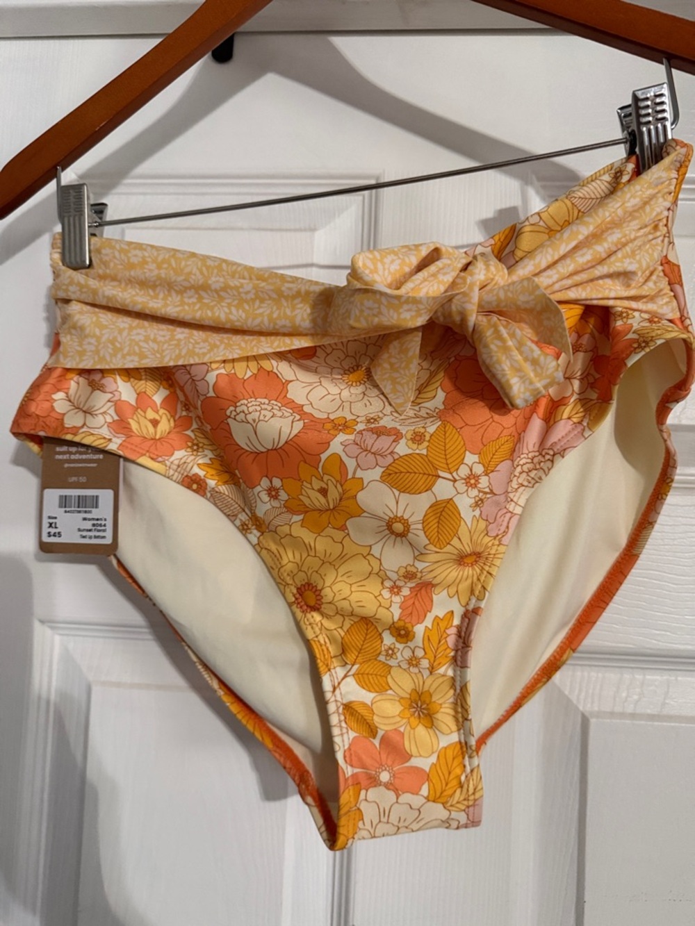 High-Waist Floral Bikini Bottom in Yellow-Orange